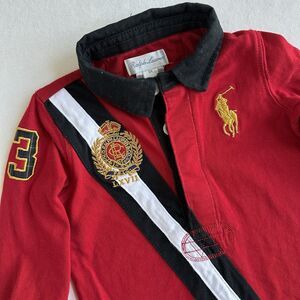 Ralph Lauren Rugby Romper Baby 6M Big Pony Color block Long Coveralls Crest